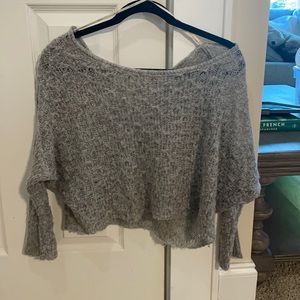 Heather grey off the shoulder light sweater